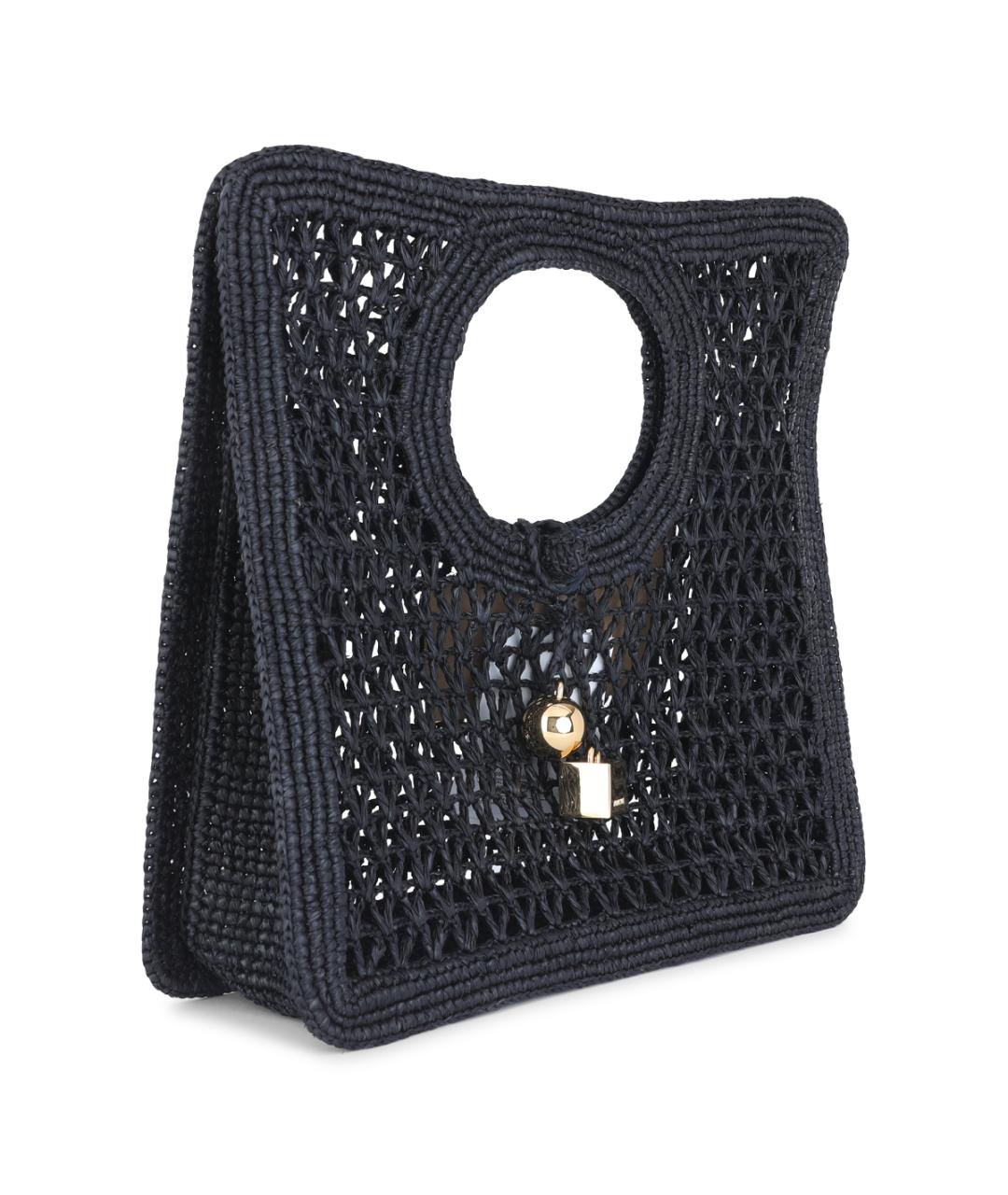 JACQUEMUS Черная пелетеная сумка тоут, фото 2