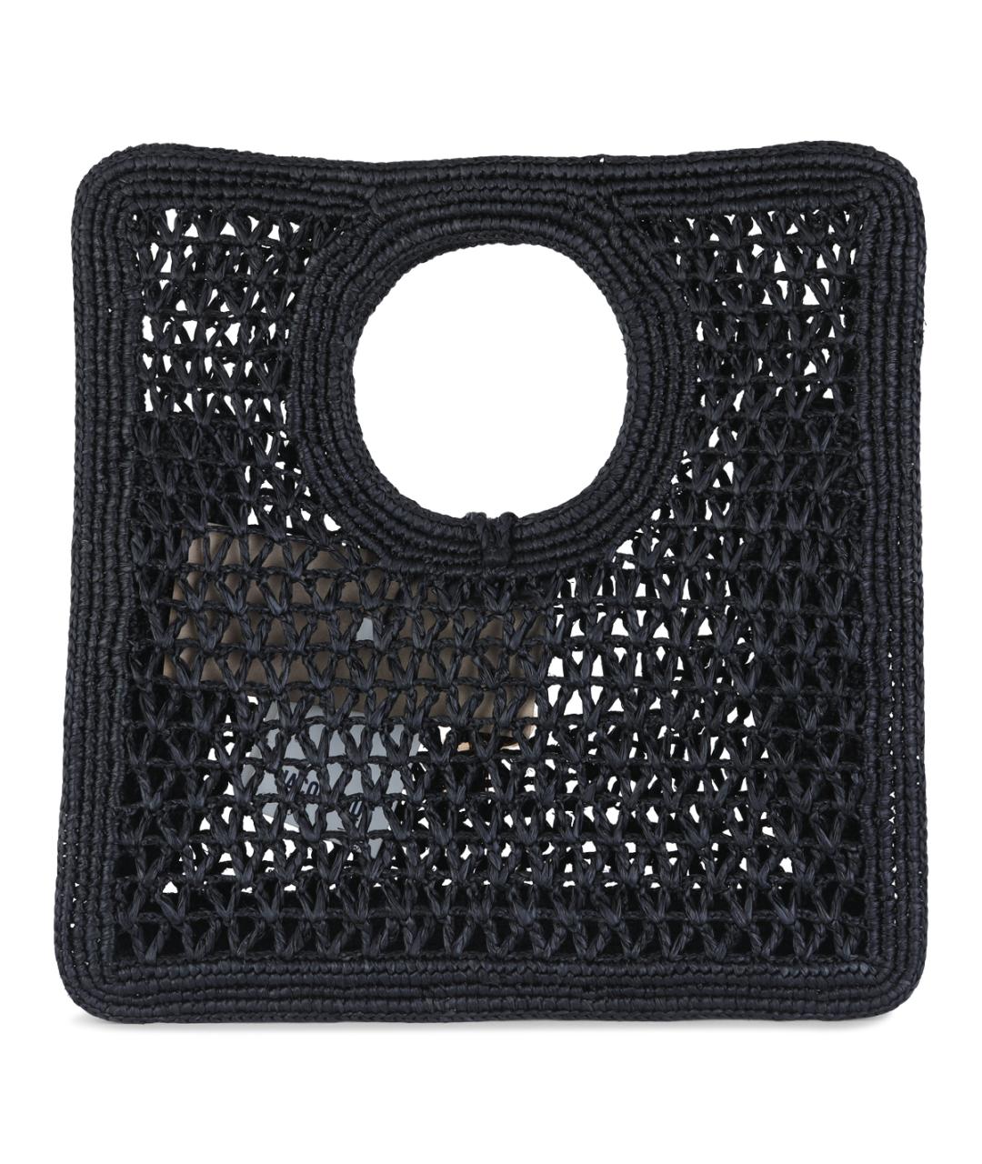 JACQUEMUS Черная пелетеная сумка тоут, фото 3