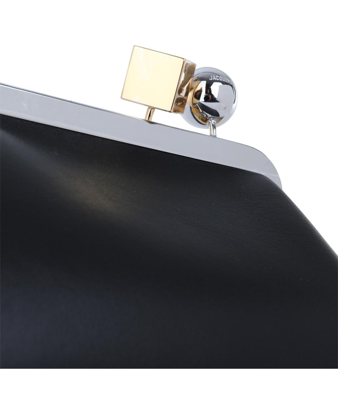 JACQUEMUS Черная кожаная сумка через плечо, фото 4