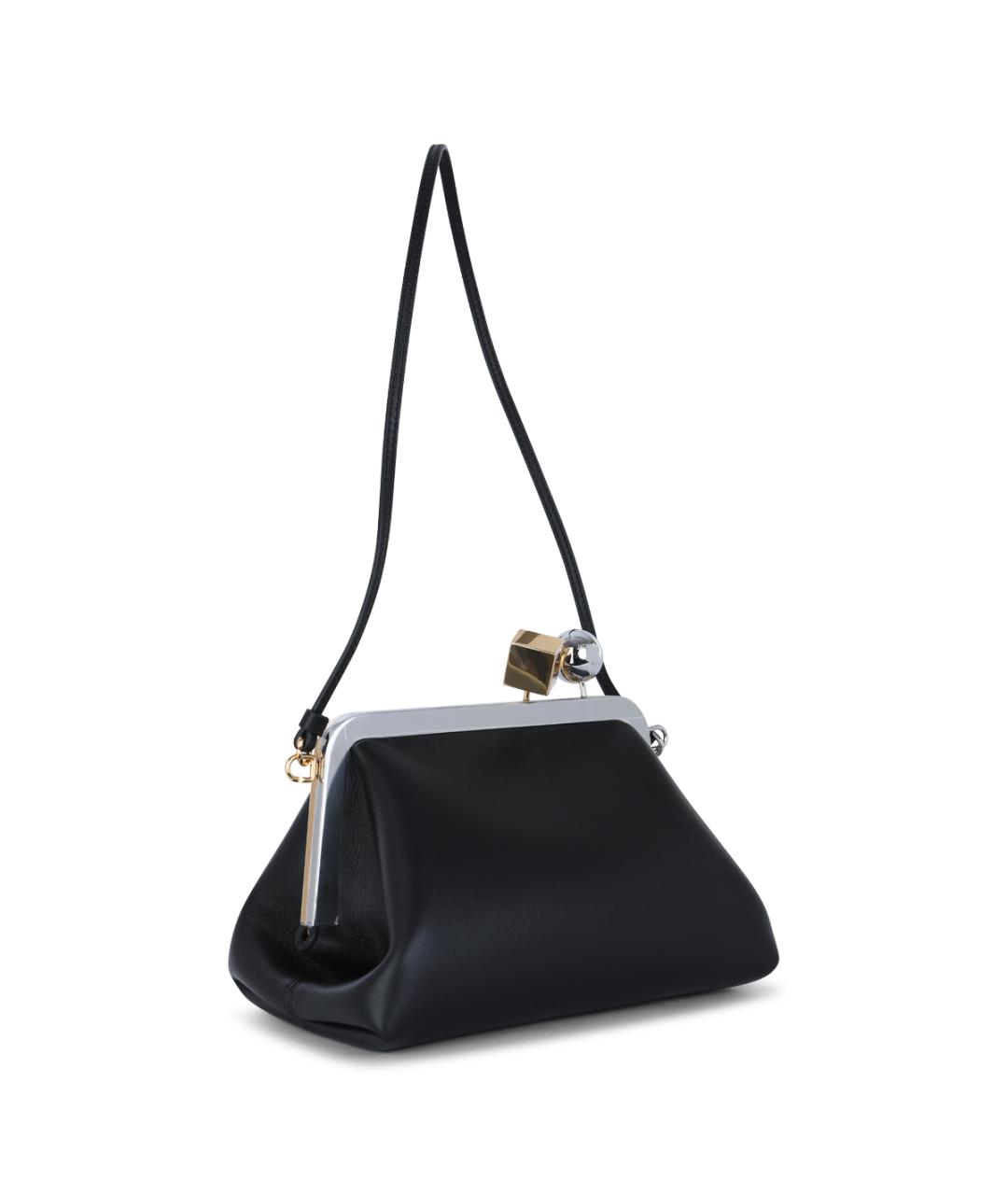 JACQUEMUS Черная кожаная сумка через плечо, фото 2