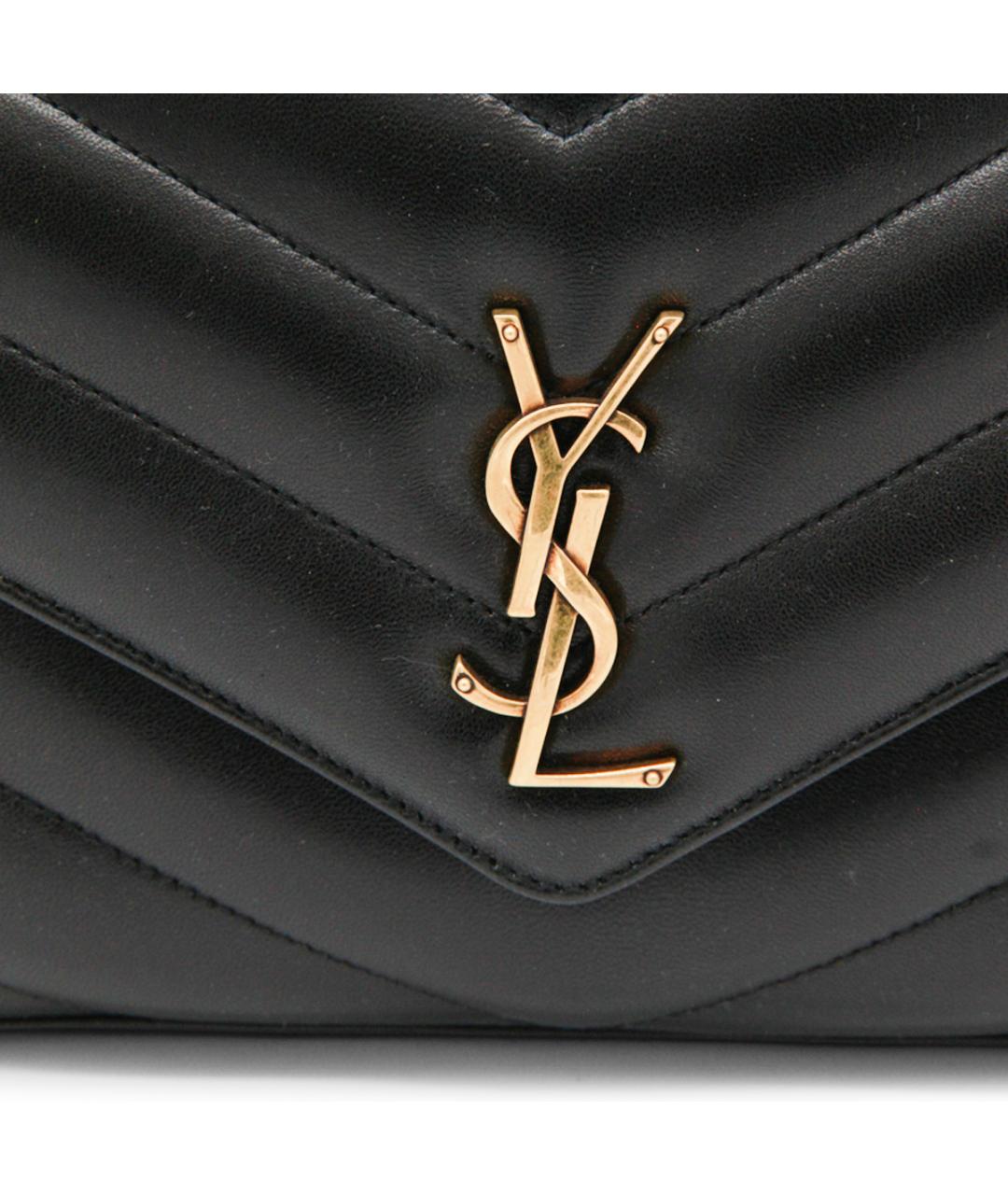 SAINT LAURENT Черная кожаная сумка через плечо, фото 4