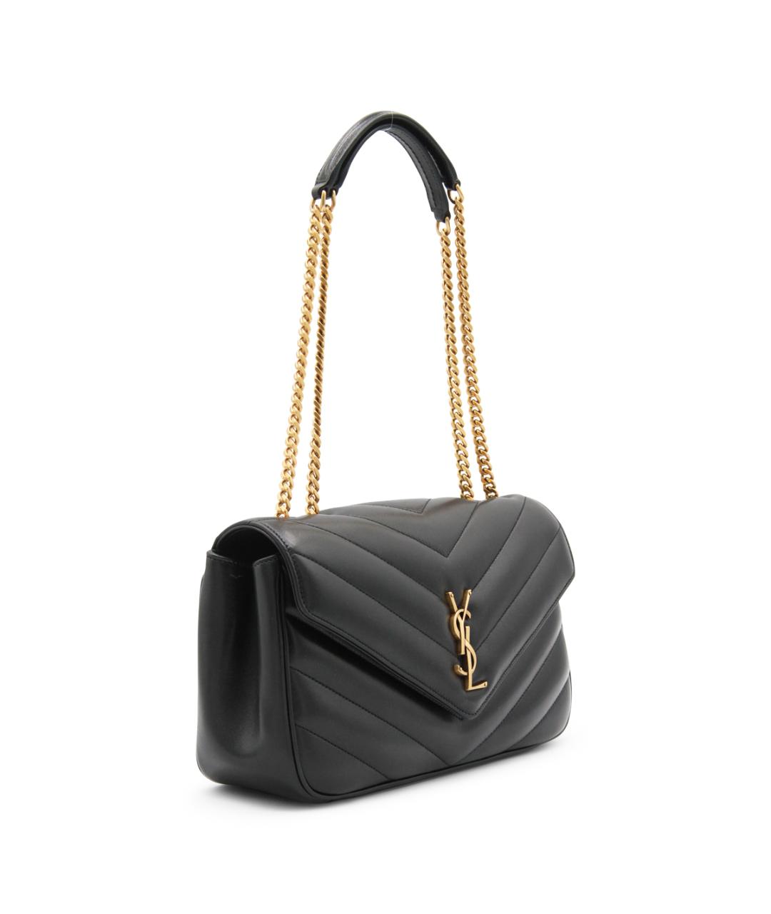 SAINT LAURENT Черная кожаная сумка через плечо, фото 2