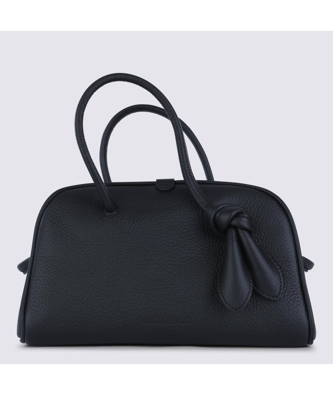 JACQUEMUS Черная кожаная сумка тоут, фото 2