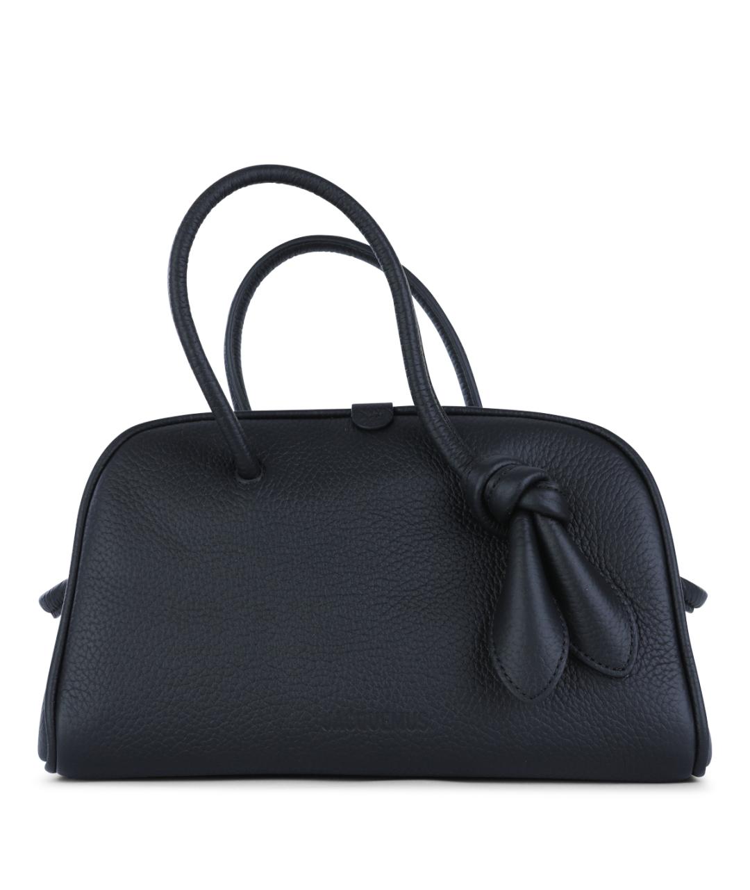 JACQUEMUS Черная кожаная сумка тоут, фото 1