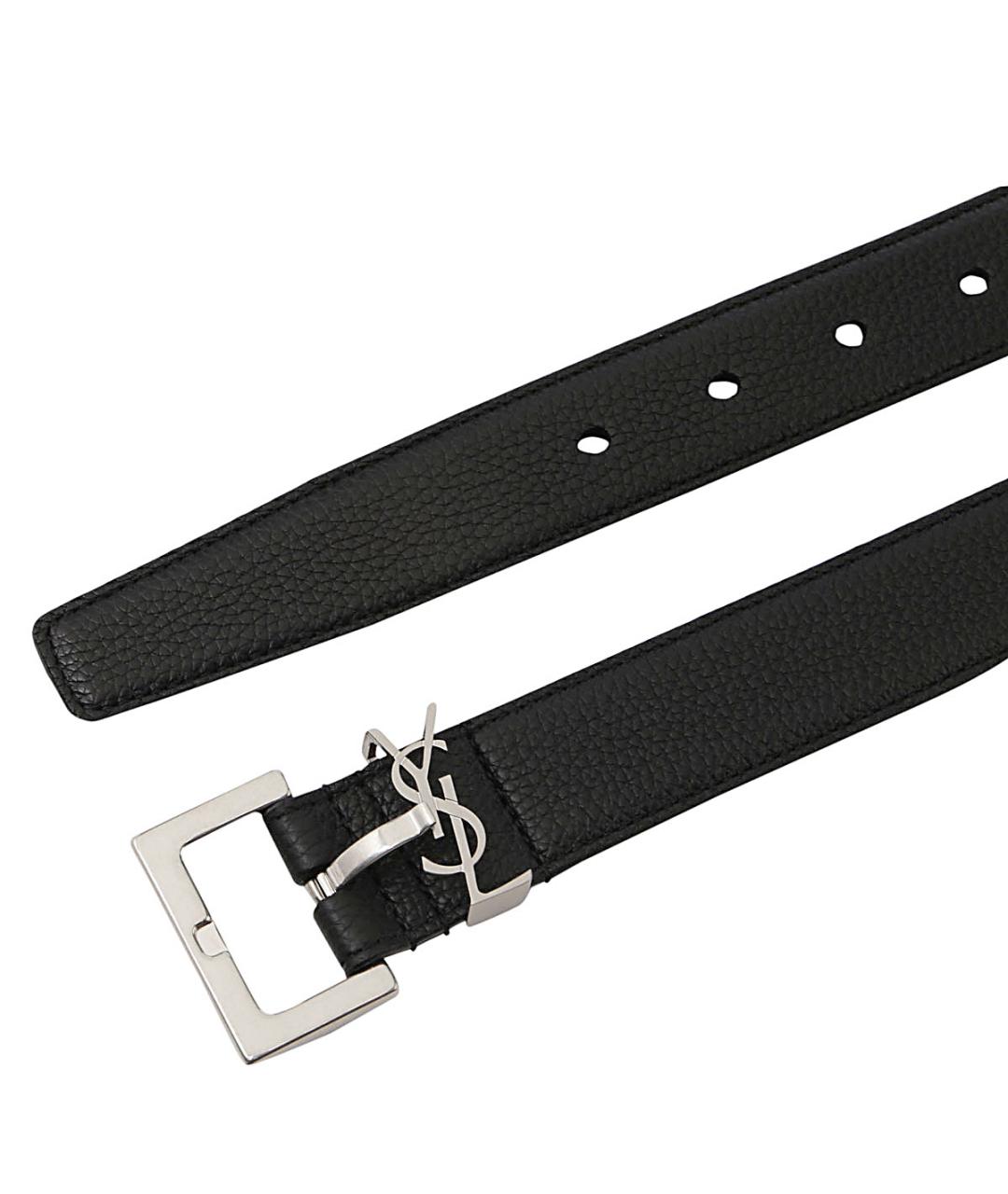 SAINT LAURENT Черный кожаный ремень, фото 2