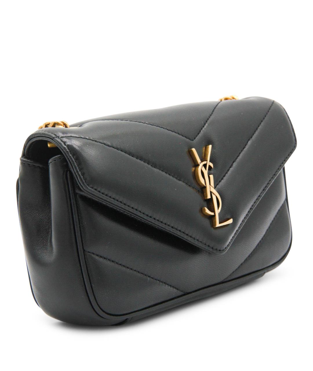 SAINT LAURENT Черная кожаная сумка через плечо, фото 2