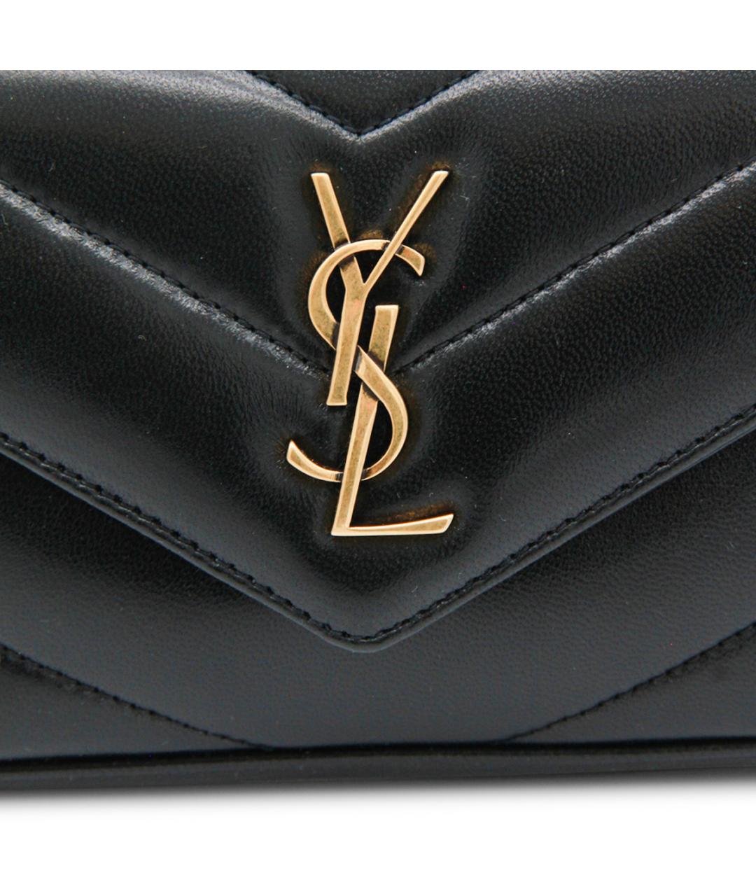 SAINT LAURENT Черная кожаная сумка через плечо, фото 4