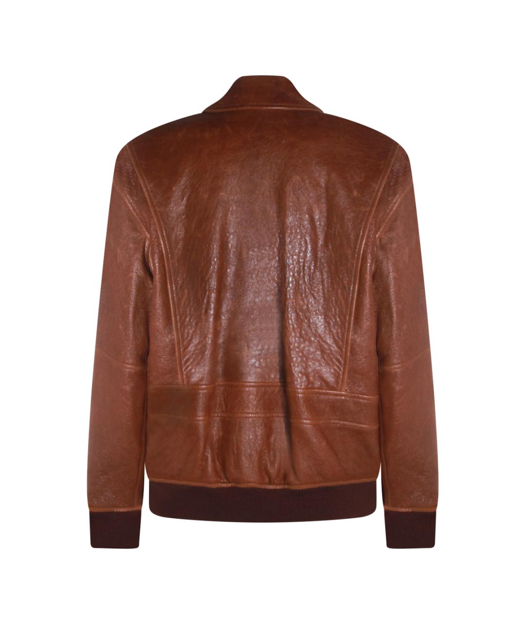 SAINT LAURENT Коричневая кожаная куртка, фото 2