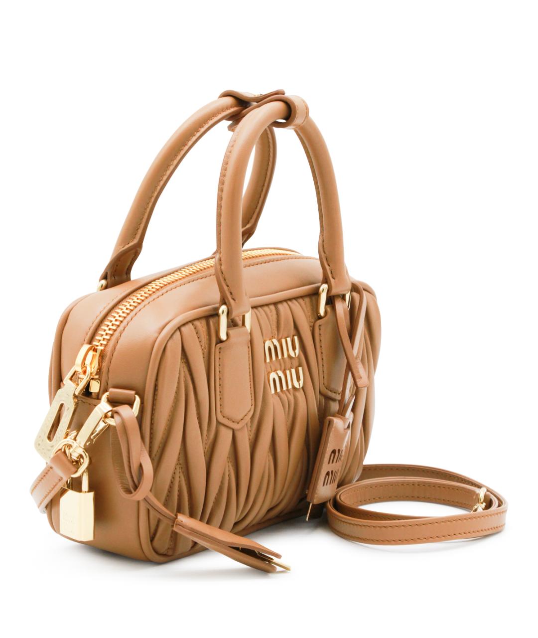 MIU MIU Бежевая кожаная сумка тоут, фото 2