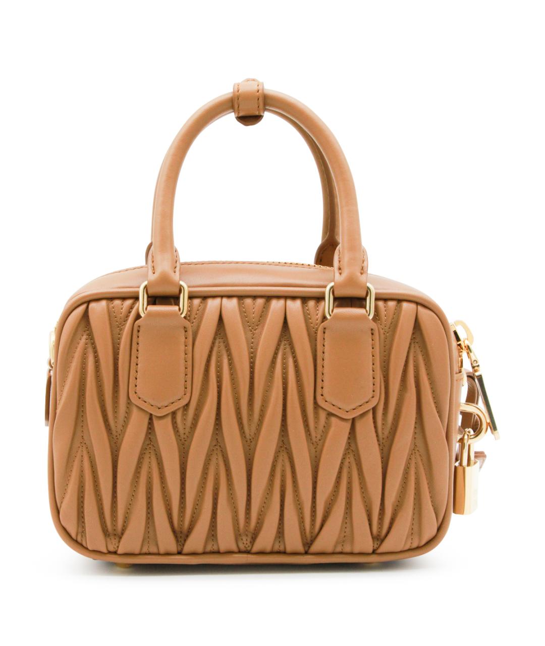 MIU MIU Бежевая кожаная сумка тоут, фото 3