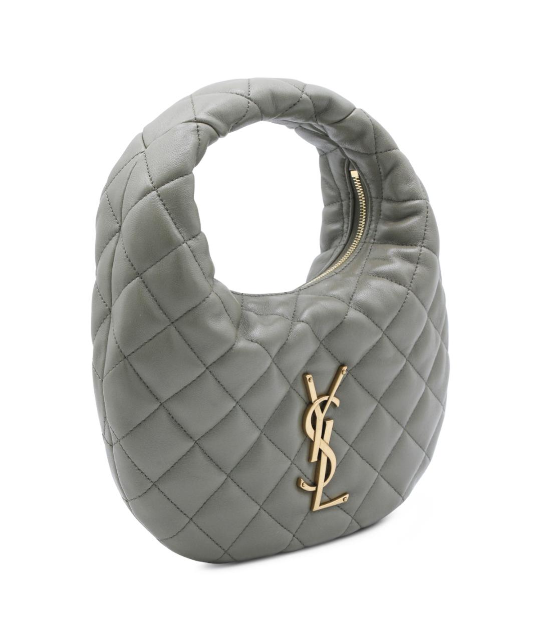 SAINT LAURENT Серая кожаная сумка через плечо, фото 2