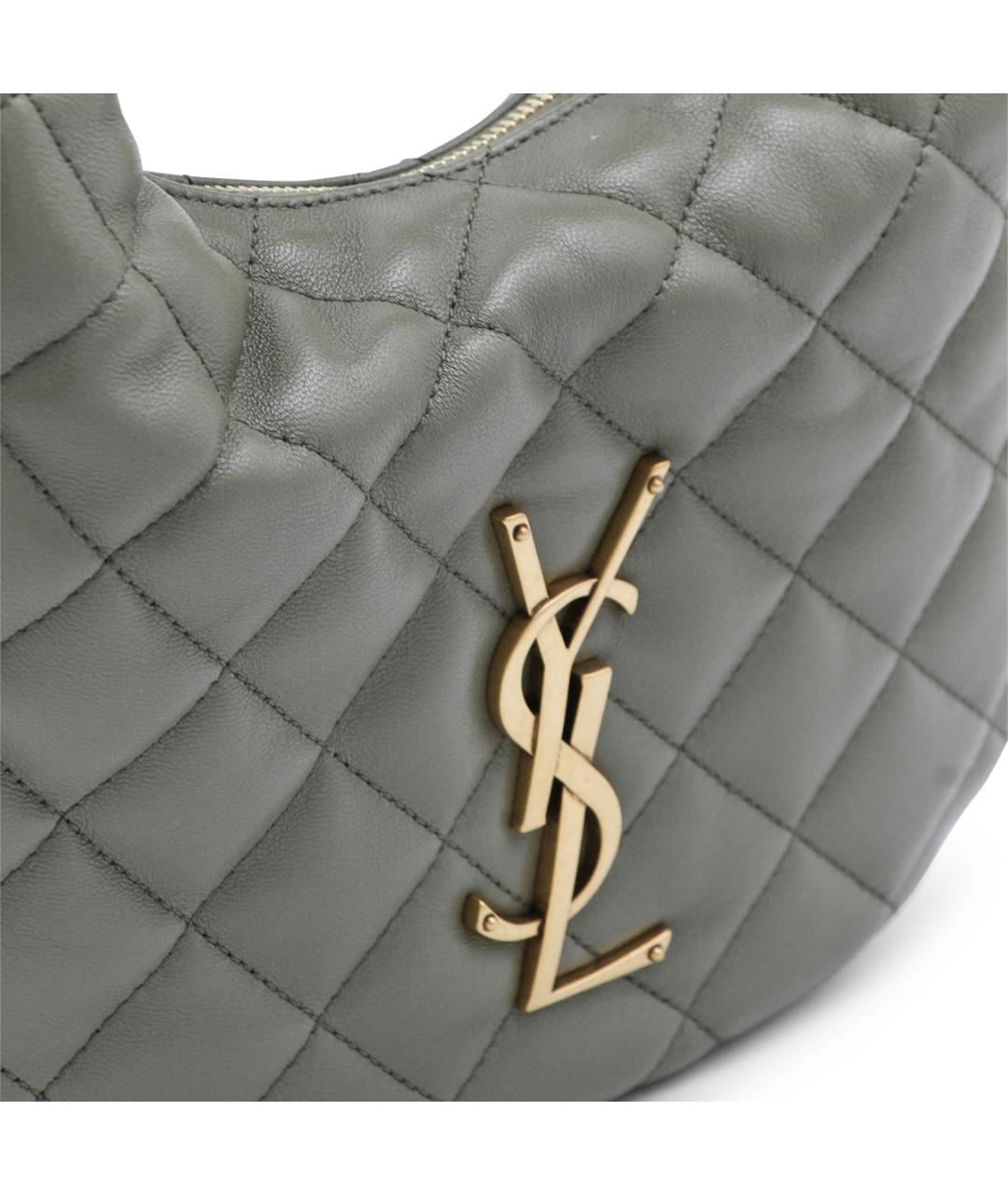 SAINT LAURENT Серая кожаная сумка через плечо, фото 4