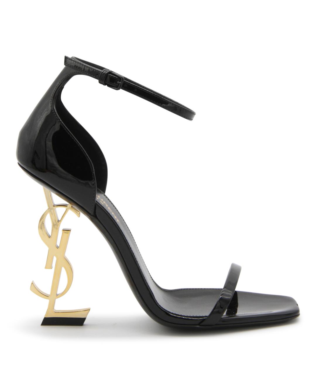 SAINT LAURENT Черные босоножки из лакированной кожи, фото 5