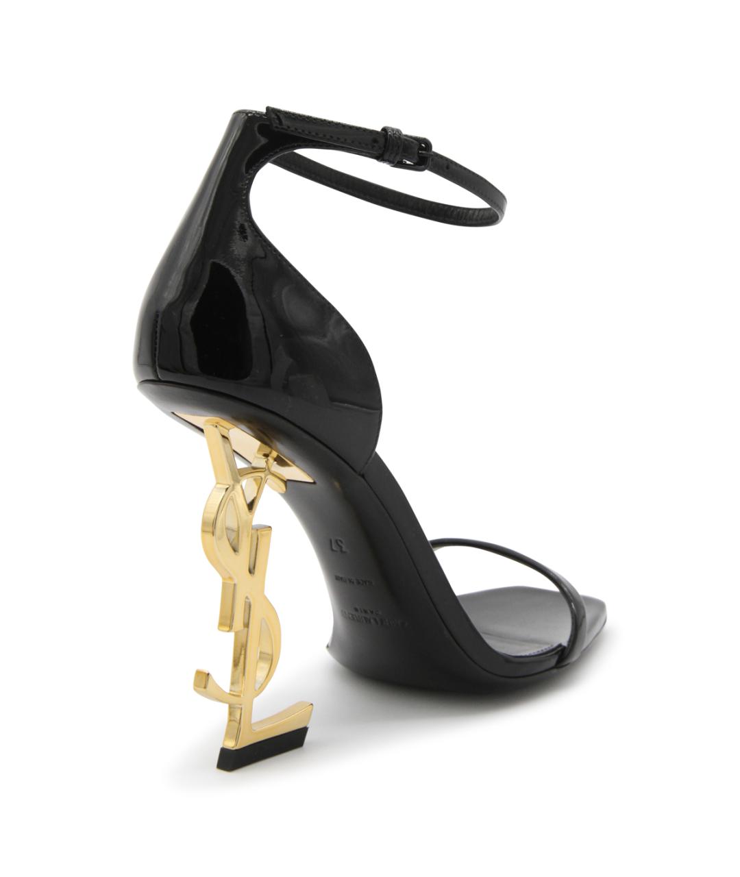 SAINT LAURENT Черные босоножки из лакированной кожи, фото 3