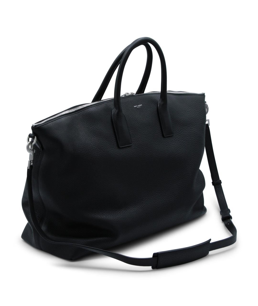 SAINT LAURENT Черная кожаная сумка тоут, фото 2