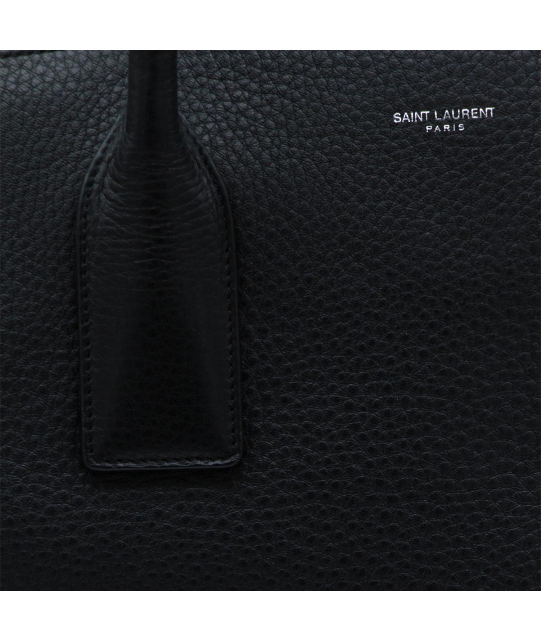 SAINT LAURENT Черная кожаная сумка тоут, фото 4