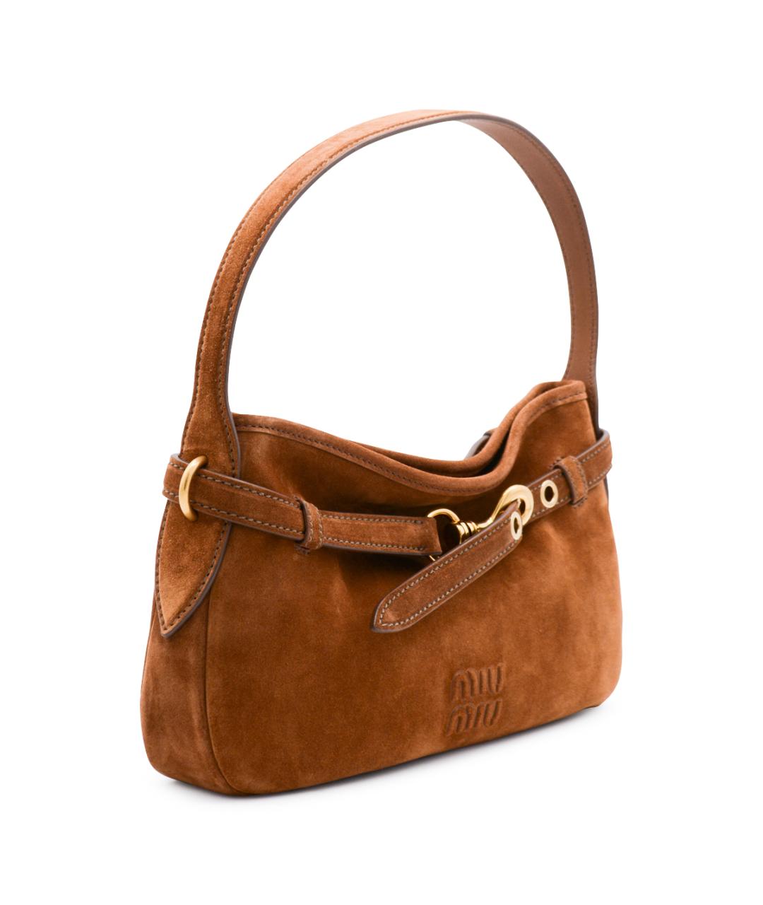 MIU MIU Коричневая замшевая сумка через плечо, фото 2