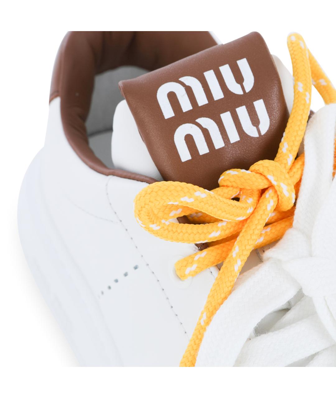 MIU MIU Белые кожаные кеды, фото 4