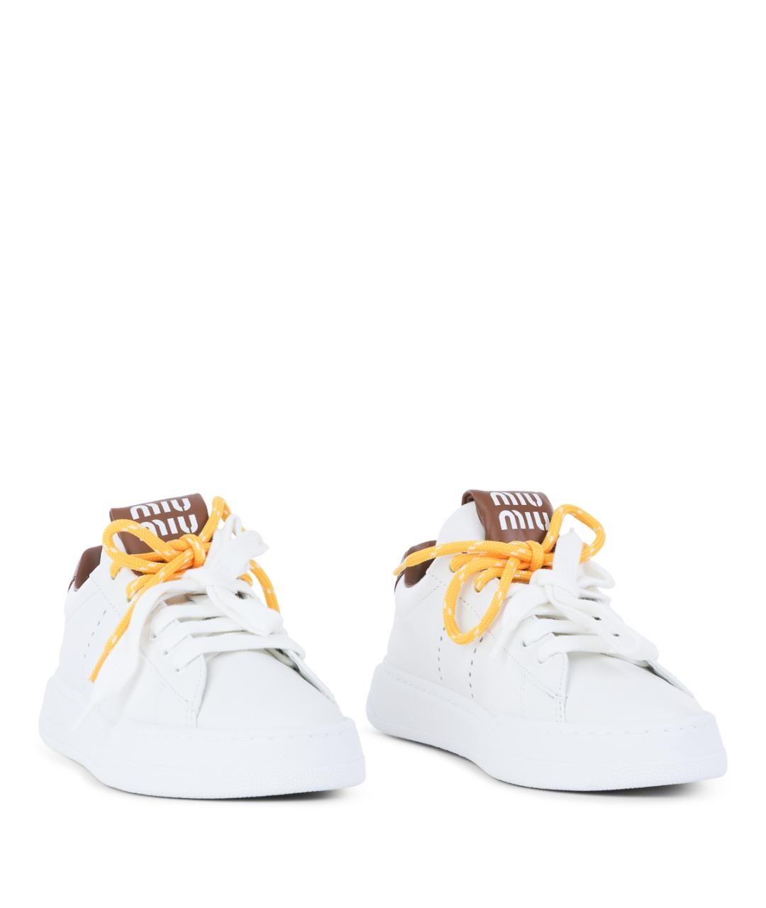 MIU MIU Белые кожаные кеды, фото 2
