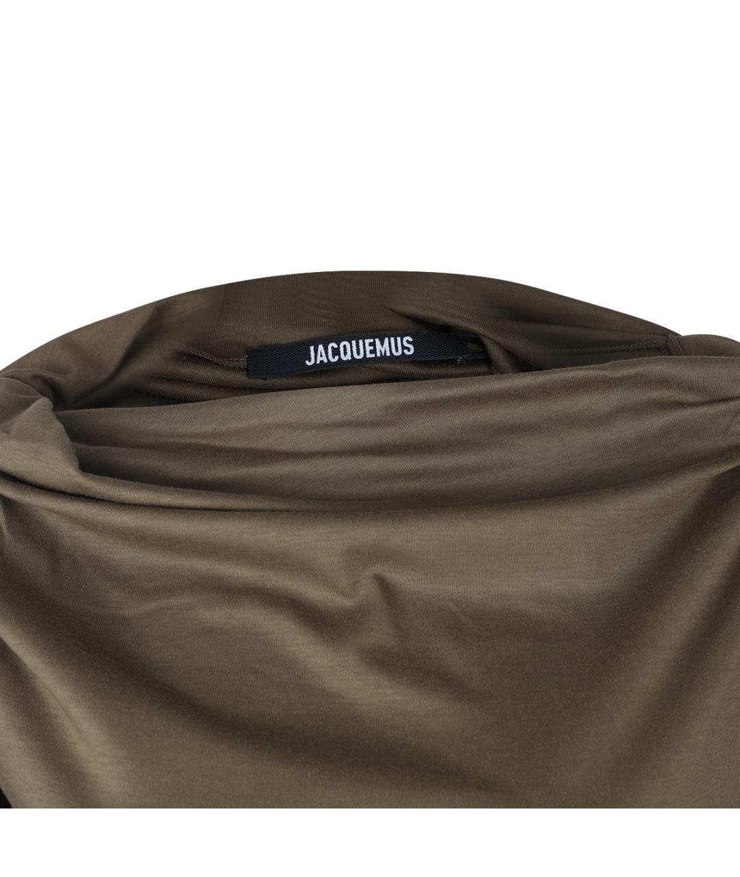 JACQUEMUS Хаки хлопковое вечернее платье, фото 3