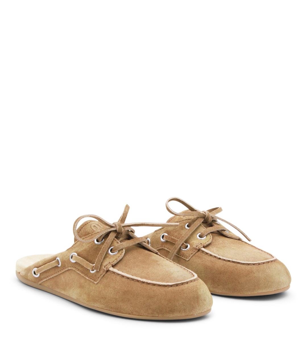 MIU MIU Коричневые замшевые мюли, фото 2