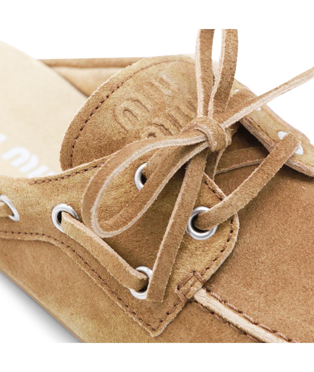 MIU MIU Коричневые замшевые мюли, фото 4