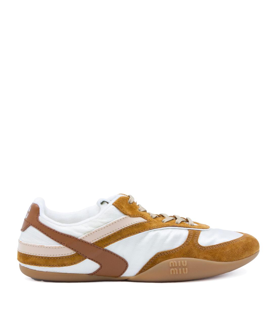 MIU MIU Коричневые текстильные кроссовки, фото 1