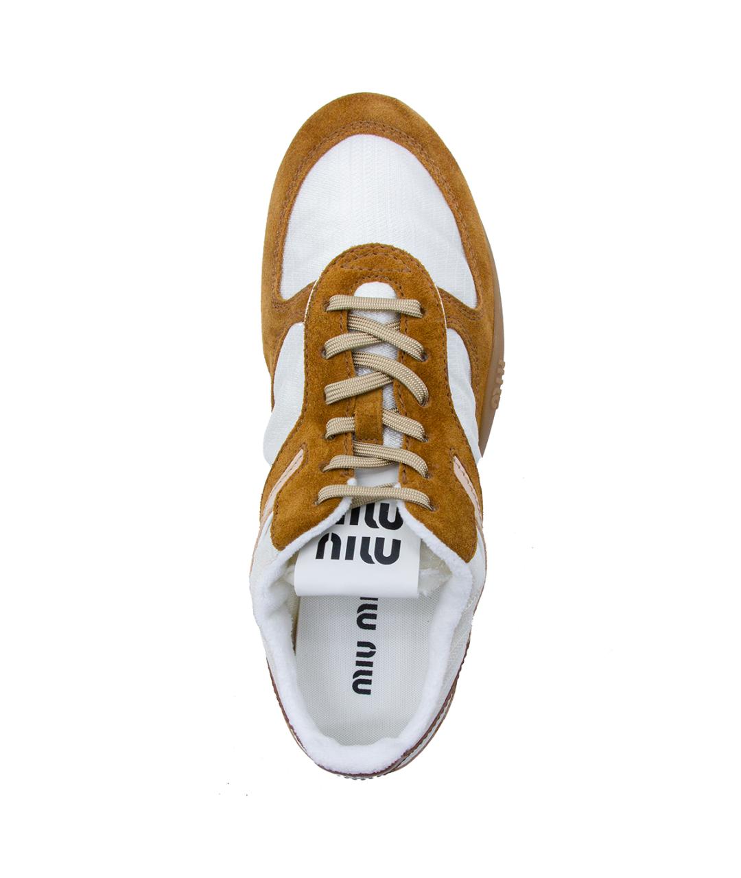 MIU MIU Коричневые текстильные кроссовки, фото 4