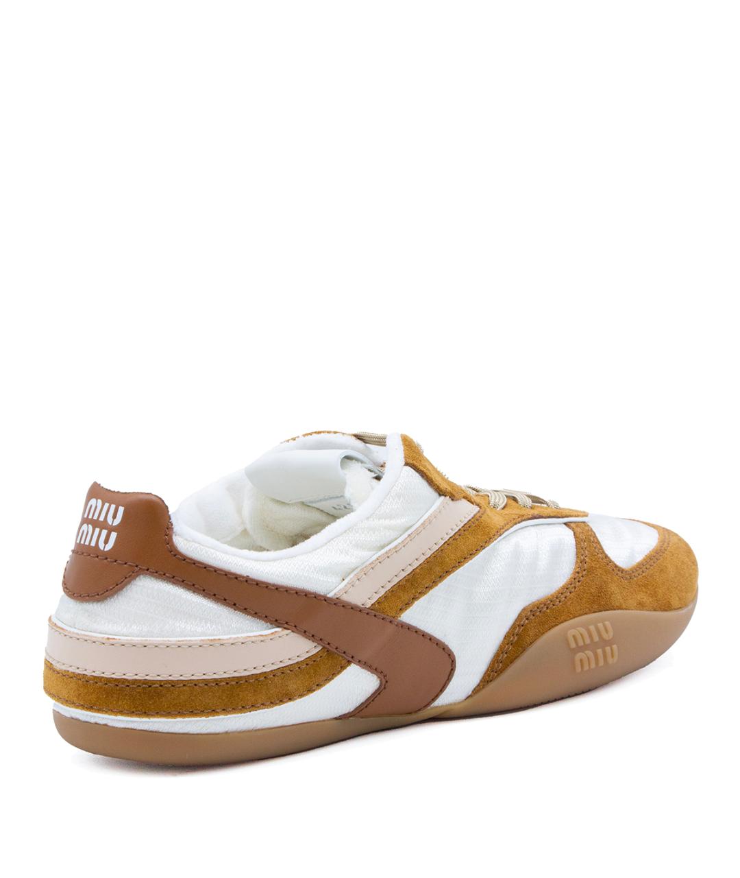 MIU MIU Коричневые текстильные кроссовки, фото 3