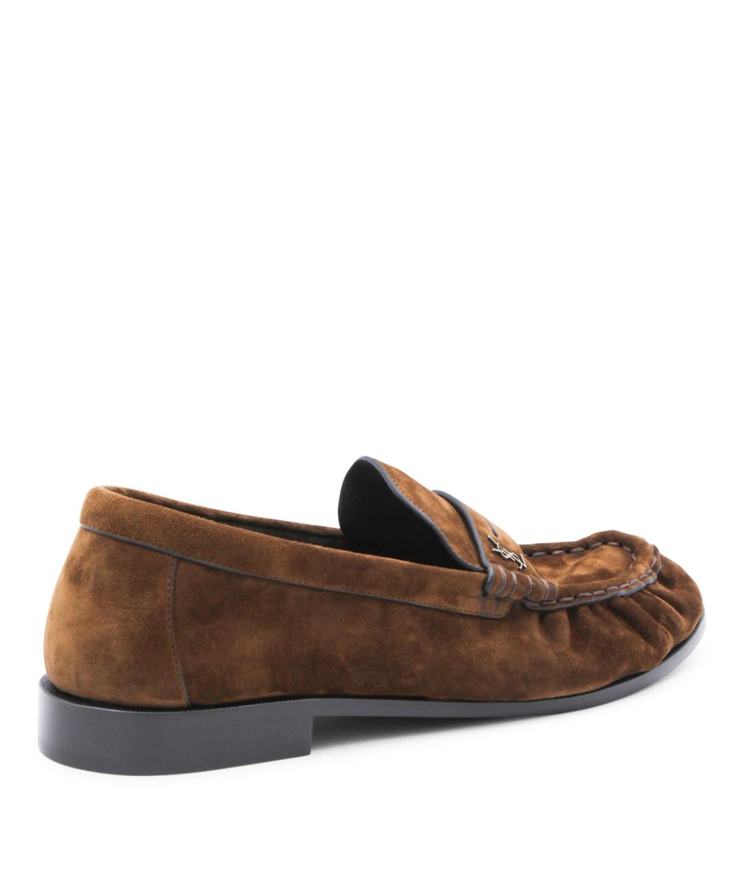 SAINT LAURENT Коричневые замшевые лоферы, фото 3