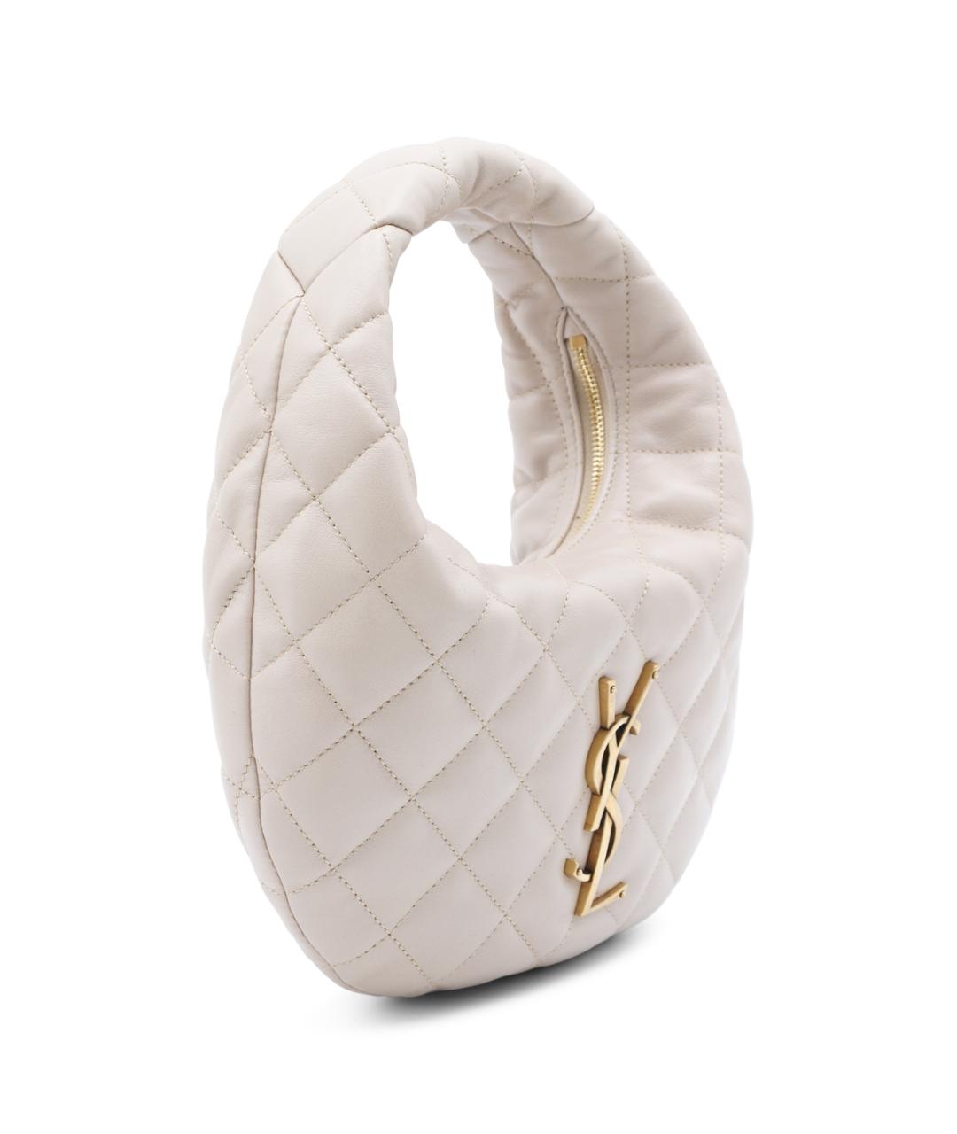 SAINT LAURENT Бежевая кожаная сумка через плечо, фото 2