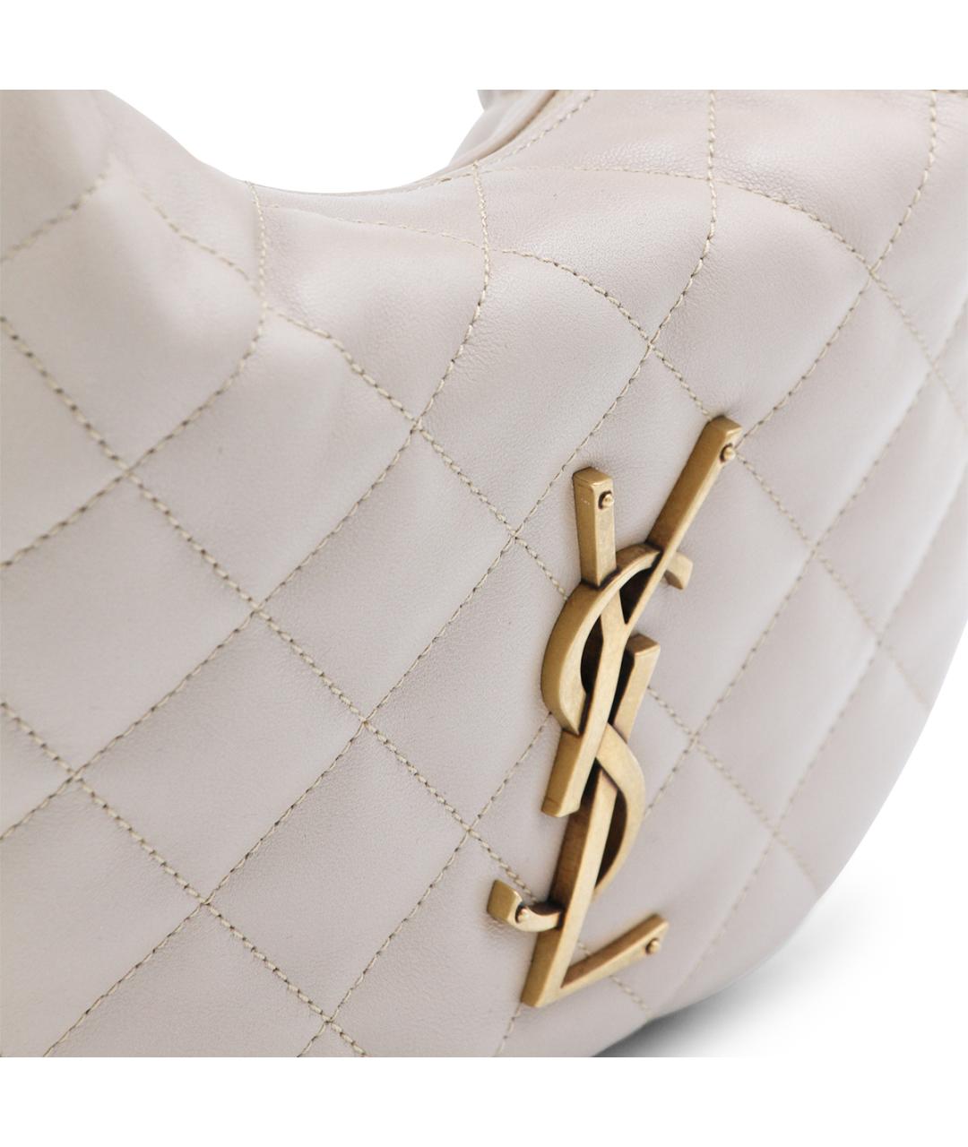 SAINT LAURENT Бежевая кожаная сумка через плечо, фото 4