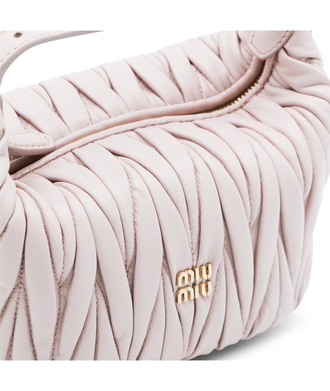 MIU MIU Бежевая кожаная сумка через плечо, фото 4