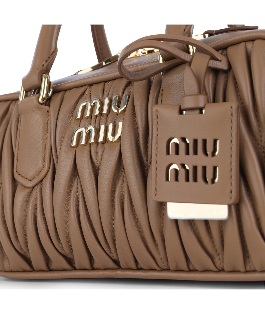 MIU MIU Бежевая кожаная сумка тоут, фото 4