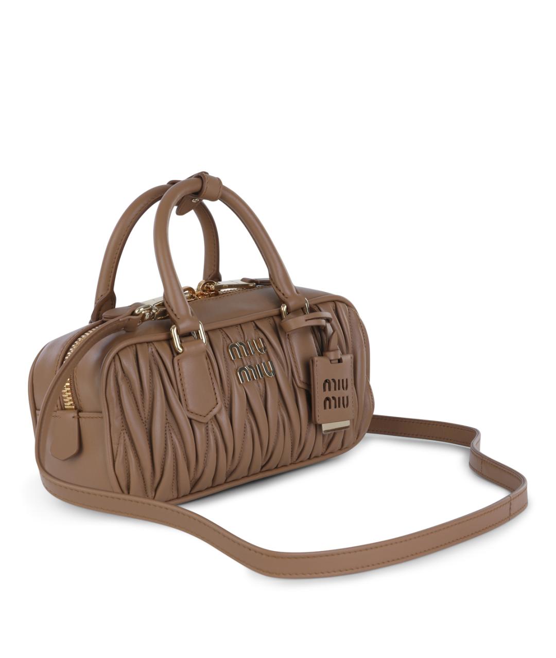 MIU MIU Бежевая кожаная сумка тоут, фото 2