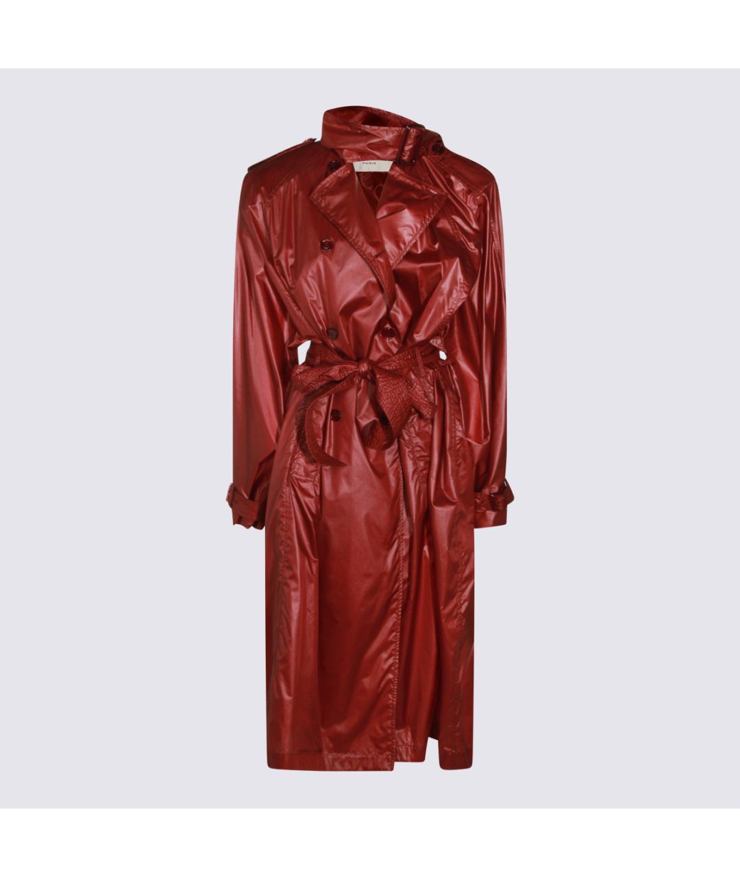 SAINT LAURENT Бордовый полиамидовый тренч/плащ, фото 6