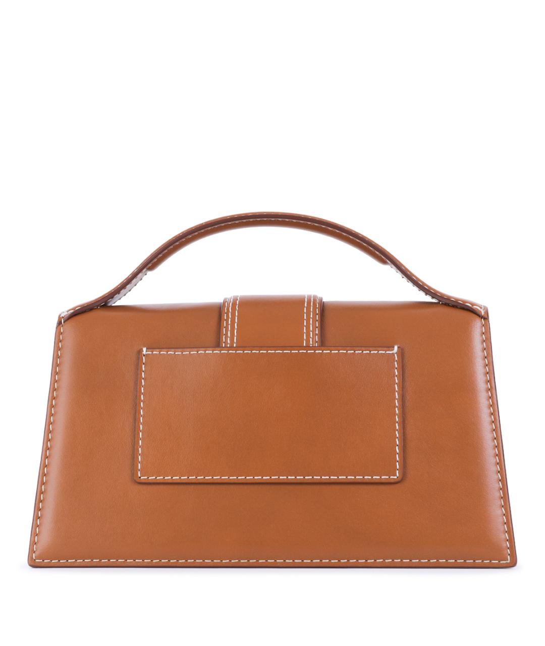 JACQUEMUS Коричневая кожаная сумка с короткими ручками, фото 3