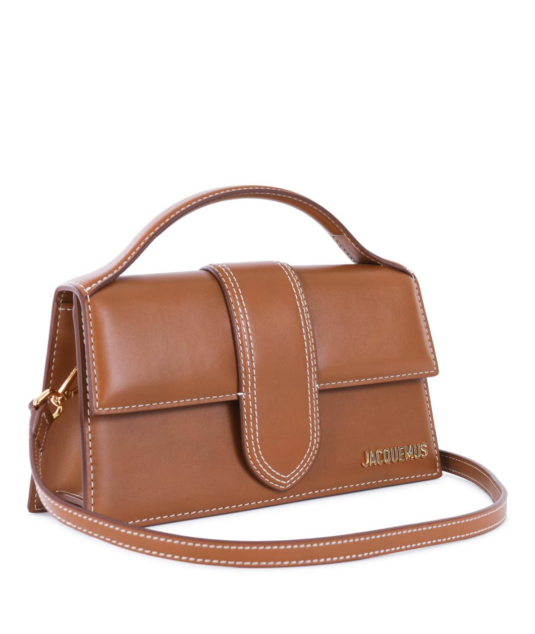 JACQUEMUS Коричневая кожаная сумка с короткими ручками, фото 2