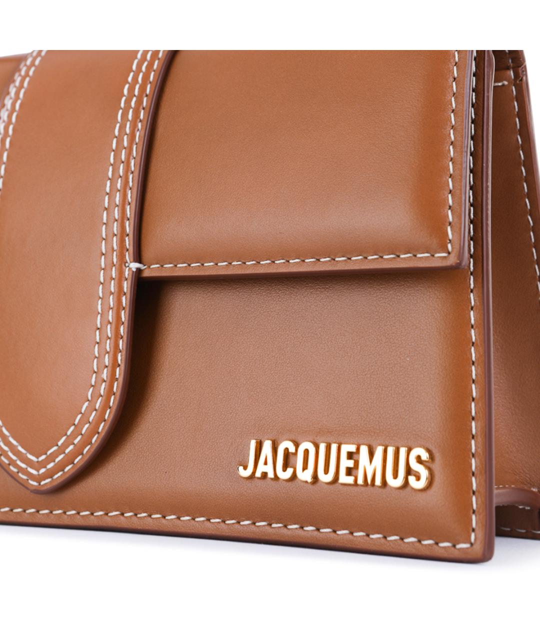 JACQUEMUS Коричневая кожаная сумка с короткими ручками, фото 4