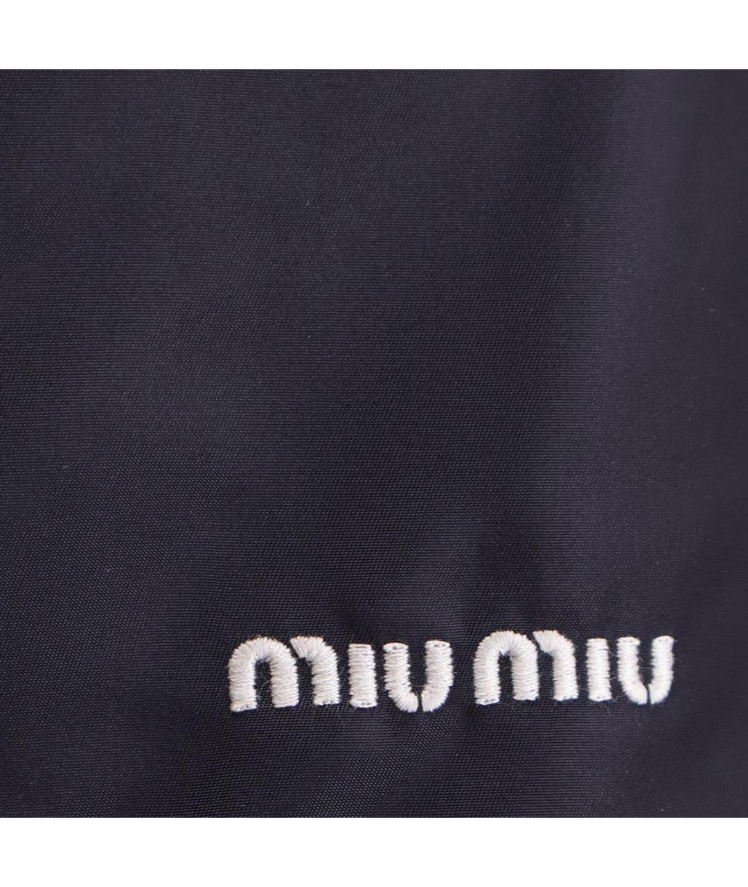 MIU MIU Темно-синяя синтетическая юбка мини, фото 3