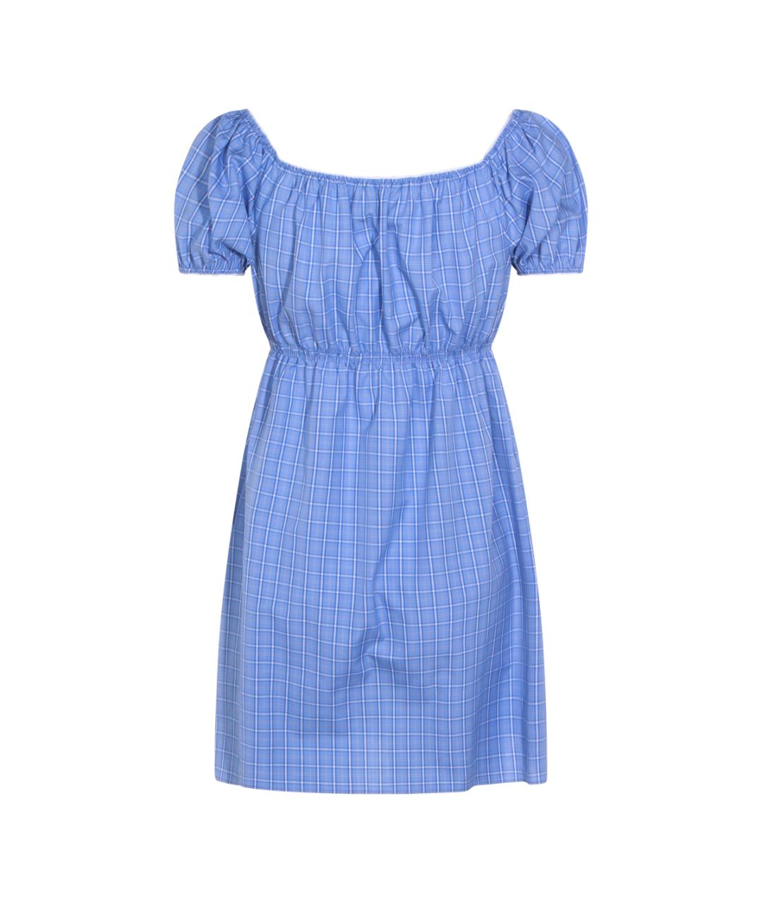 MIU MIU Голубое хлопковое повседневное платье, фото 2