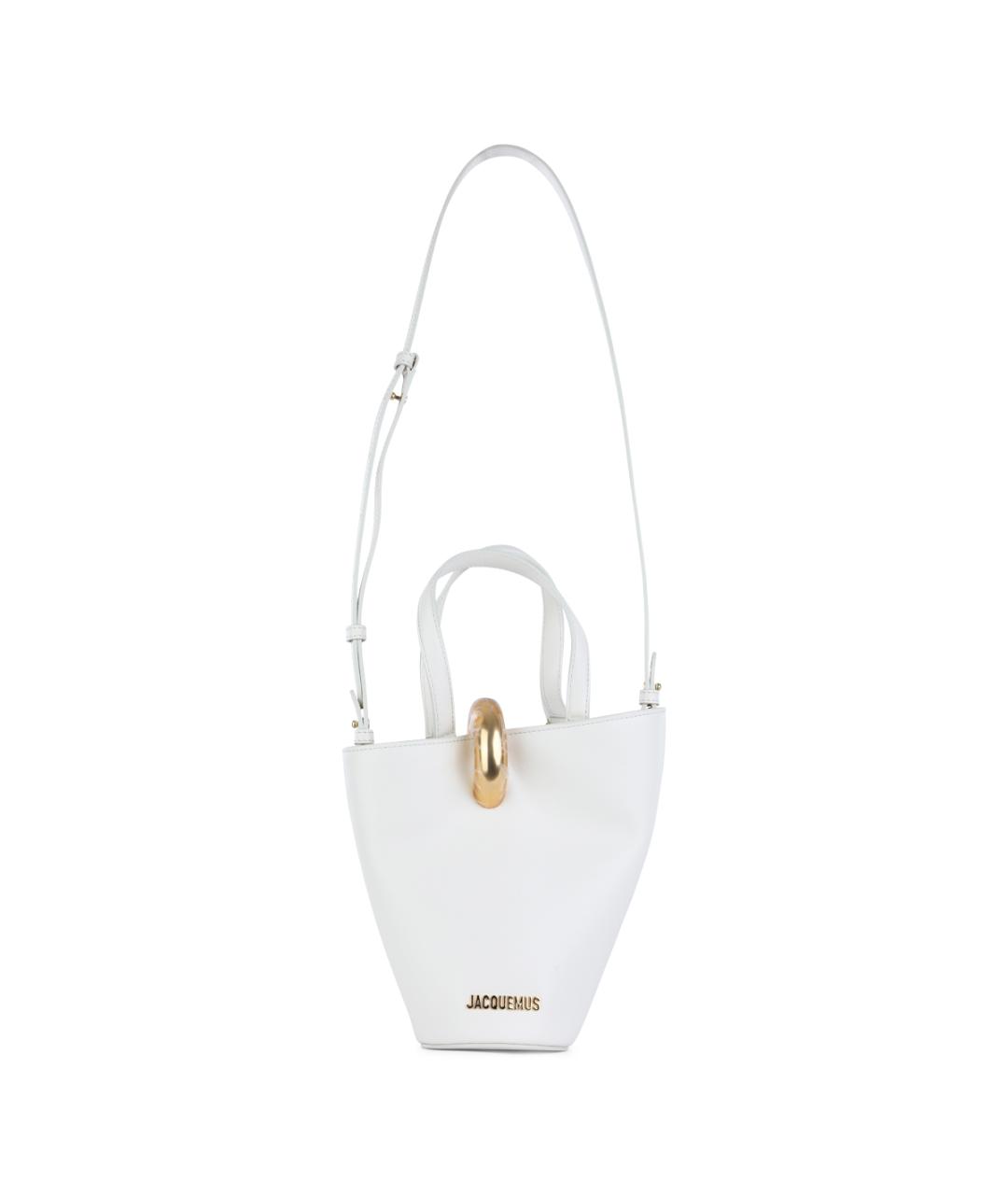 JACQUEMUS Белая кожаная сумка тоут, фото 1