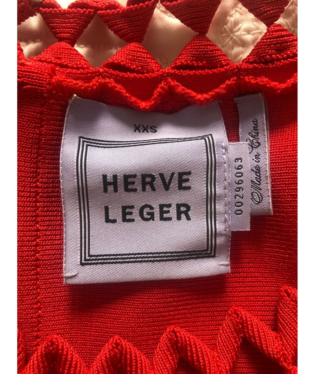 HERVE LEGER Красное вискозное повседневное платье, фото 3