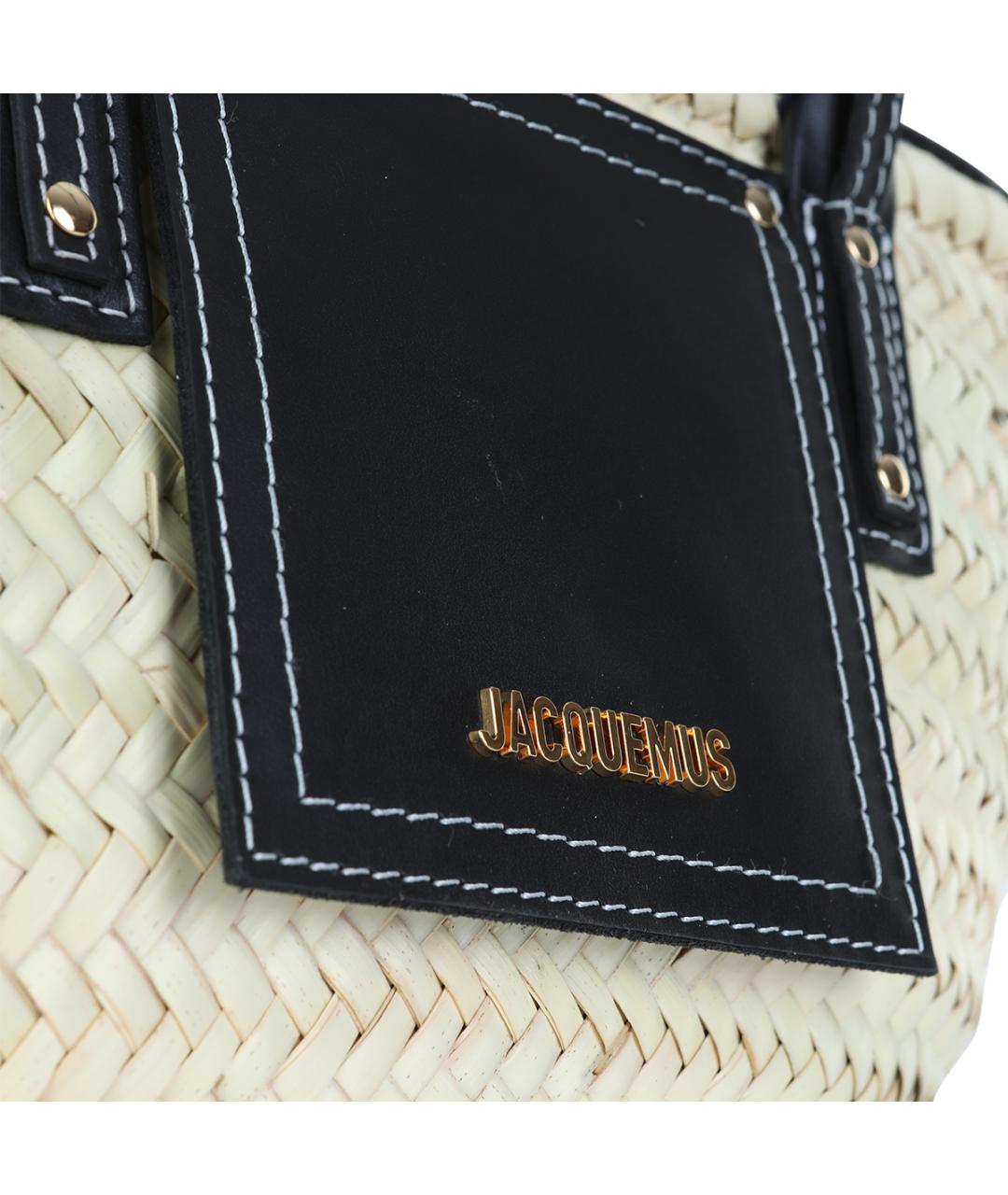JACQUEMUS Бежевая пелетеная сумка тоут, фото 4