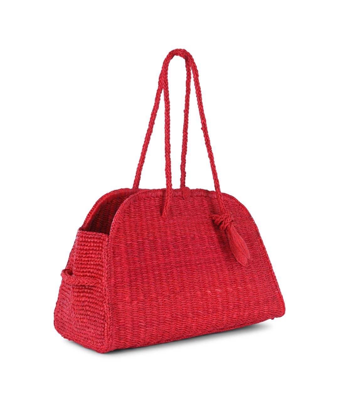 JACQUEMUS Красная пелетеная сумка тоут, фото 2