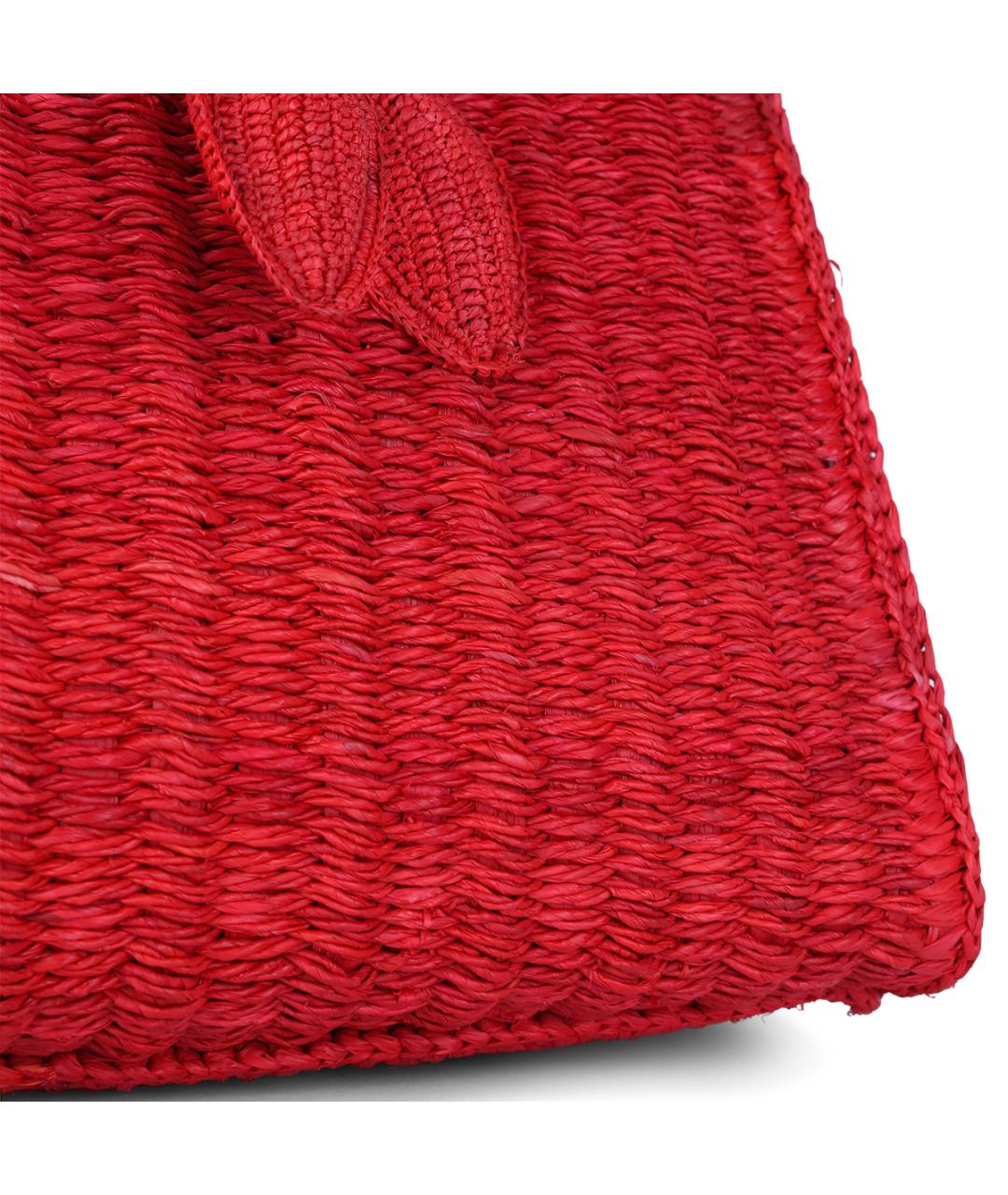 JACQUEMUS Красная пелетеная сумка тоут, фото 4