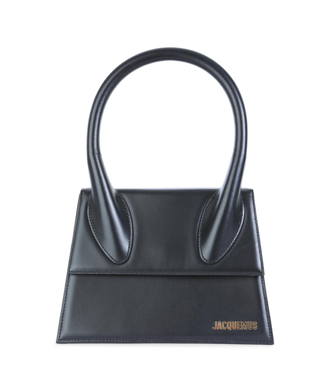 JACQUEMUS Черная кожаная сумка с короткими ручками, фото 1
