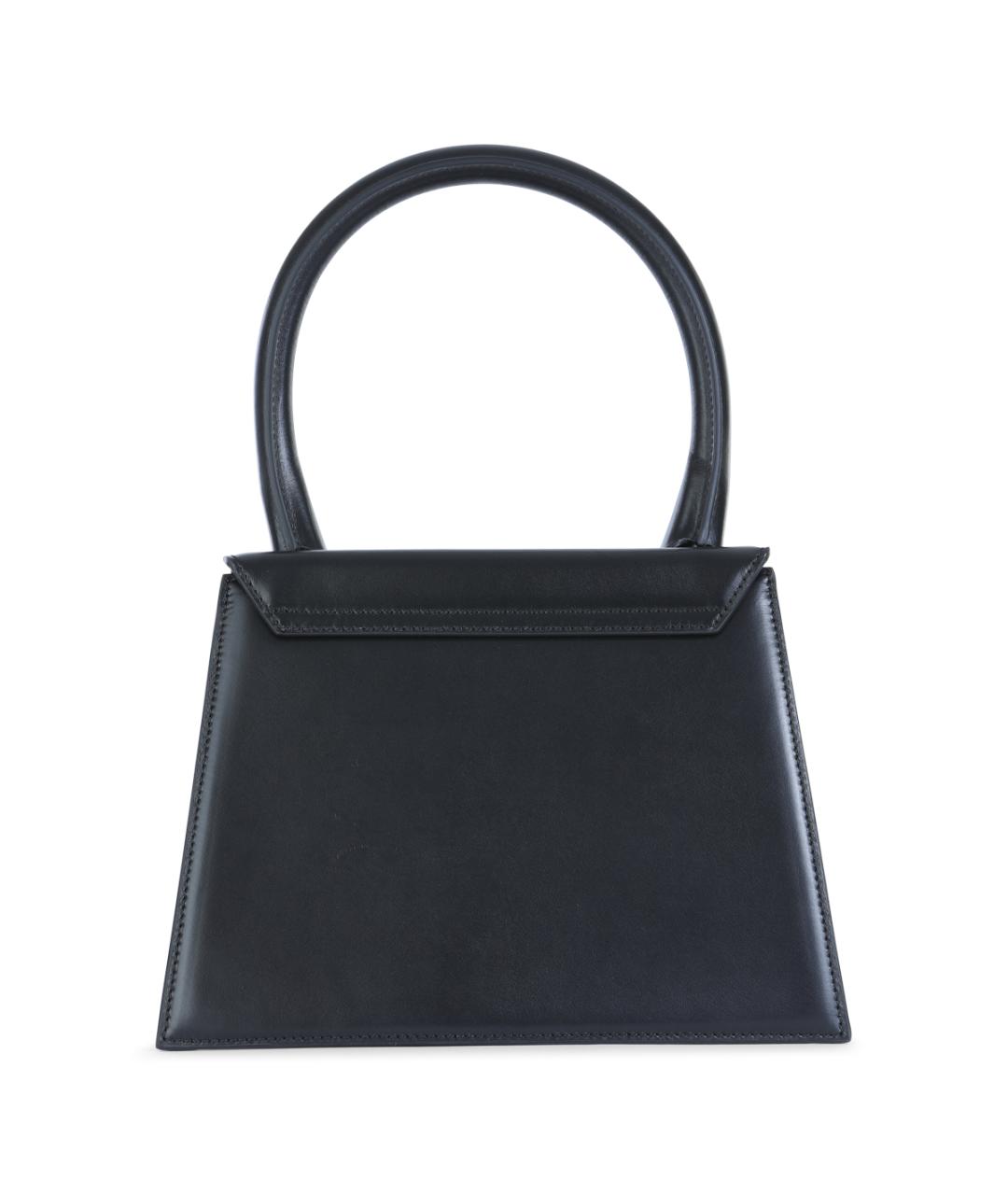 JACQUEMUS Черная кожаная сумка с короткими ручками, фото 3