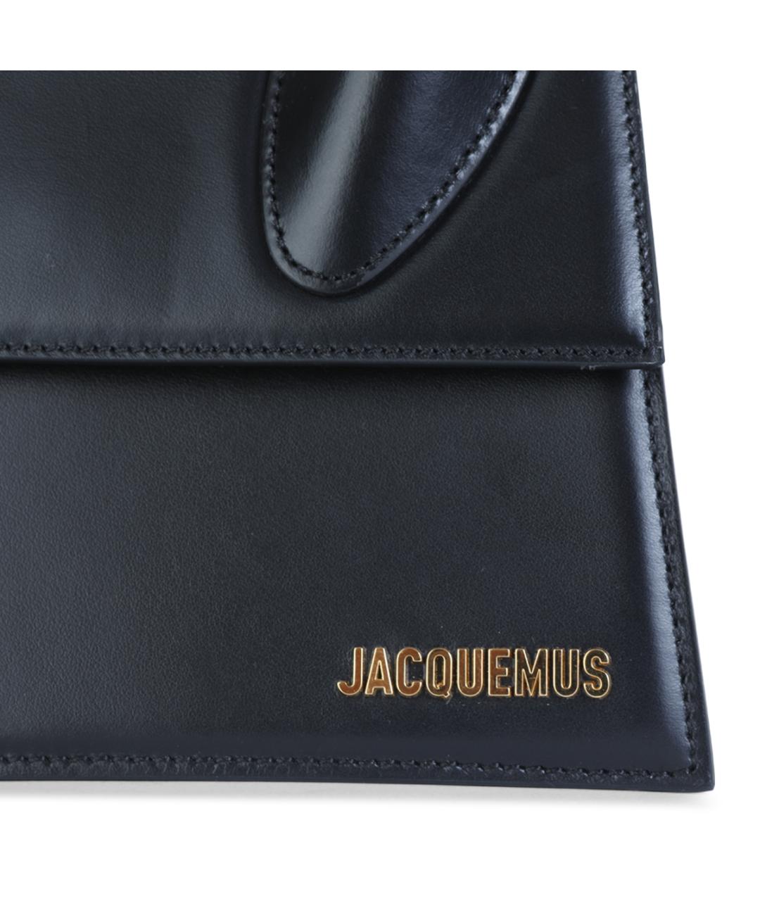 JACQUEMUS Черная кожаная сумка с короткими ручками, фото 4