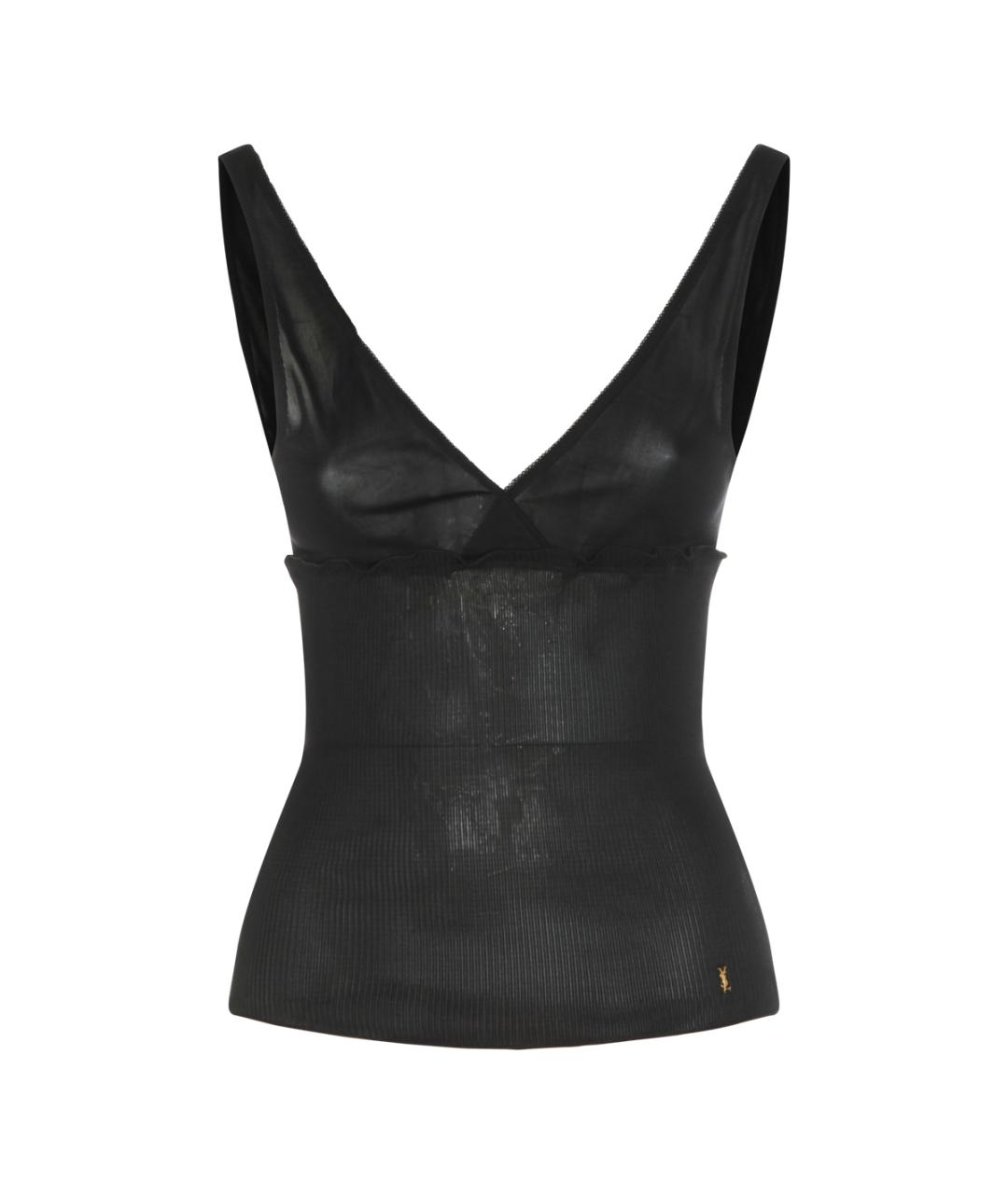 SAINT LAURENT Черная шелковая майка, фото 1